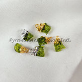Moldavite Pendant Connectors, Raw Moldavite Connectors, Gold/Silver/Copper Electroplated Single Bail Connectors, Sold By Piece
